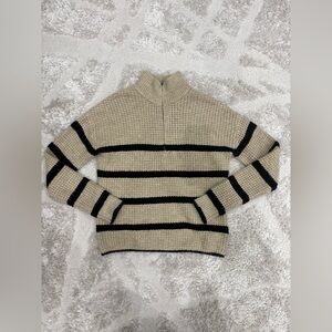 Copper Key Cream & Black Striped 1/4 Zip Knit